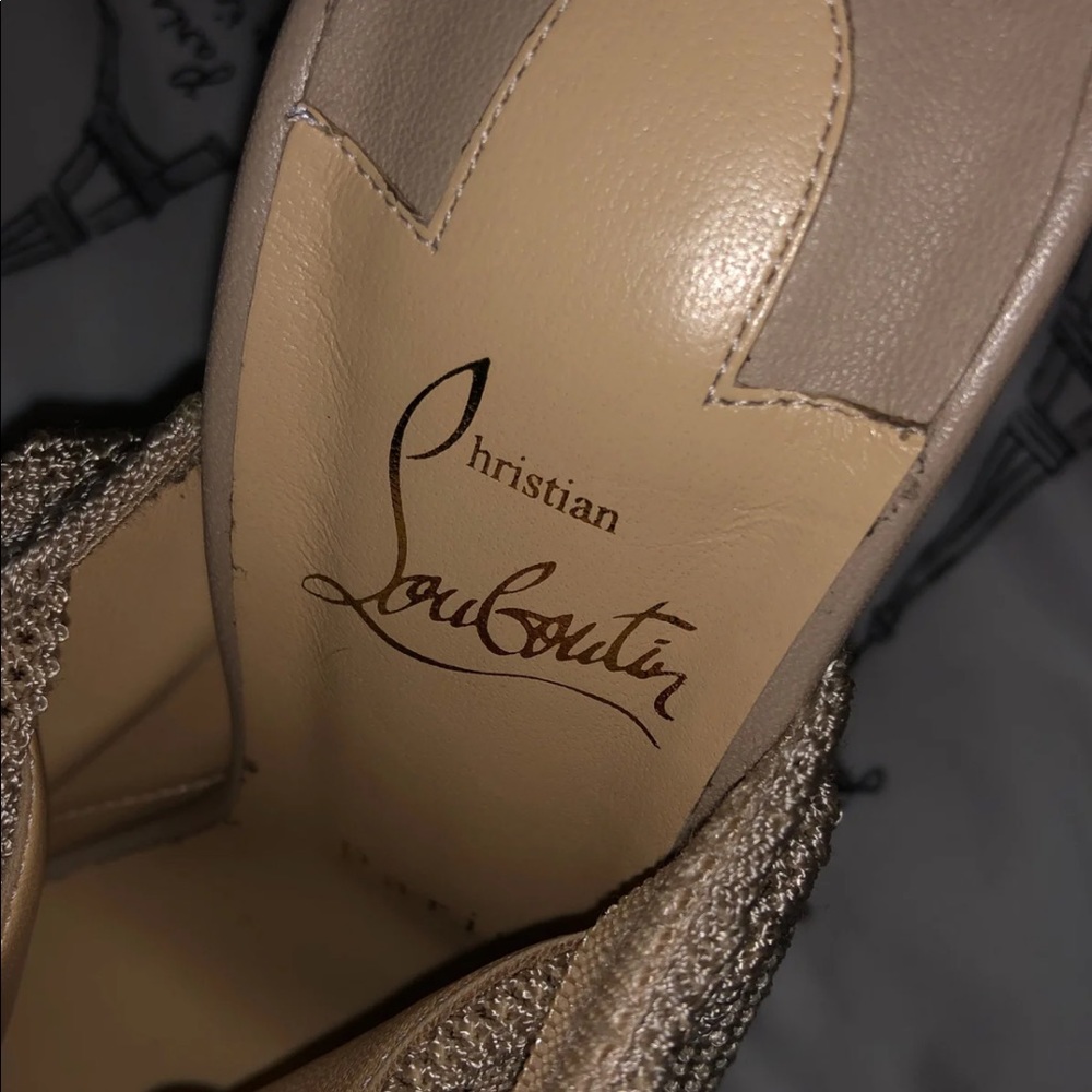 Christian Louboutin Beige Peep Boots NIB OTK 37 - Picture 6 of 8